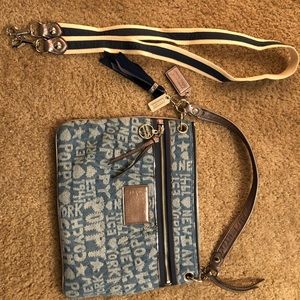 Coach Poppy Denim Word Block Crossbody Handbag
